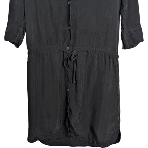 James Perse Crupo Button Front Shirt Dress Medium Black Drawstring Casual - Picture 3 of 11